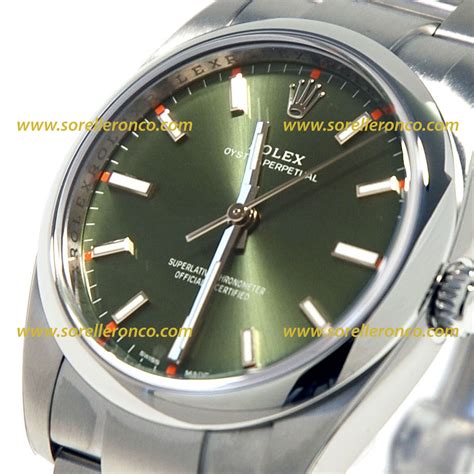 rolex onna quadrante verde cinturino 34|ROLEX OYSTER PERPETUAL VERDE OLIVA 34mm 114200 .